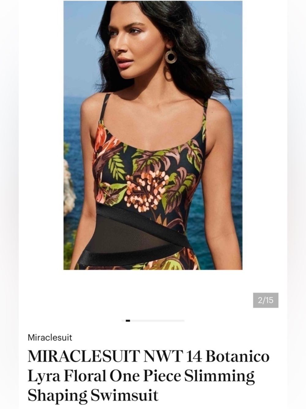 MIRACLESUIT NWT 14 Botanico Lyra Floral One Piece Slimming Shaping‎ Swimsuit